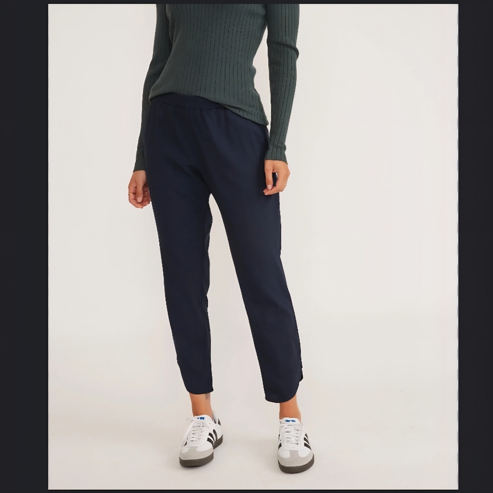 Marine Layer Allison Elasticized Athleisure Travel Pants Sz S Navy